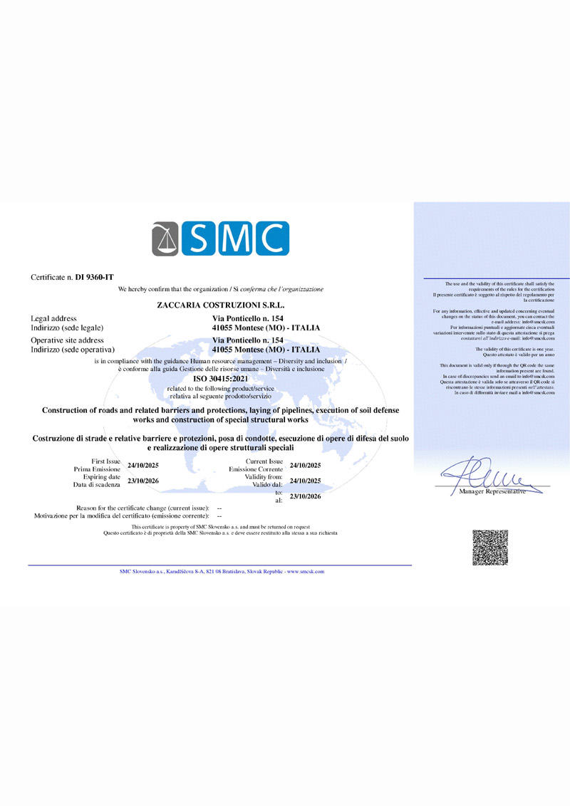 Certificato gestione delle risorse umane